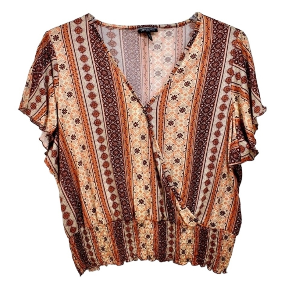 Allison Brittney Plus Short Sleeve Faux Wrap Blouse 2x